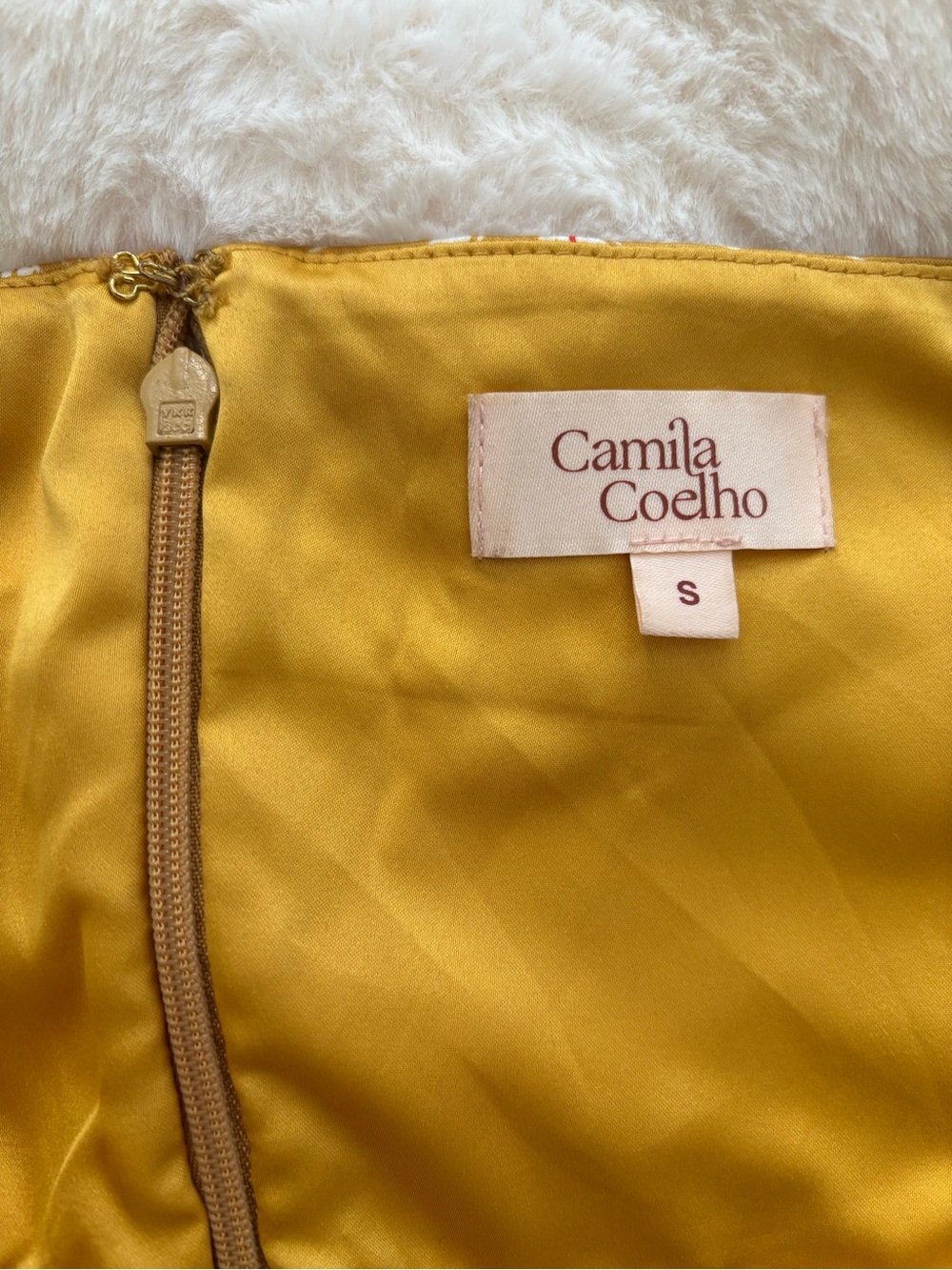Camila Coelho Mustard Yellow Halter Mini Dress with Asymmetric Sash - Picture 11 of 11